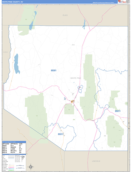 White Pine County, NV Zip Code Map